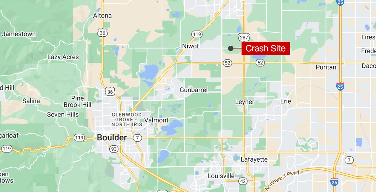 <i>Google</i><br/>This map shows the approximate location of where two planes crashed after colliding in Colorado.