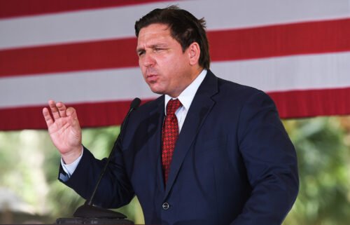 Florida Gov. Ron DeSantis speaks to supporters at a campaign stop on the Keep Florida Free Tour at the Horsepower Ranch in Geneva on August 24.