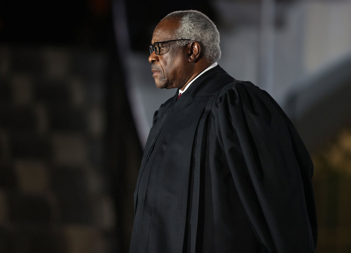 <i>Tasos Katopodis/Getty Images</i><br/>Supreme Court Associate Justice Clarence Thomas attends the ceremonial swearing-in ceremony for Amy Coney Barrett to be the U.S. Supreme Court Associate Justice on the South Lawn of the White House October 26