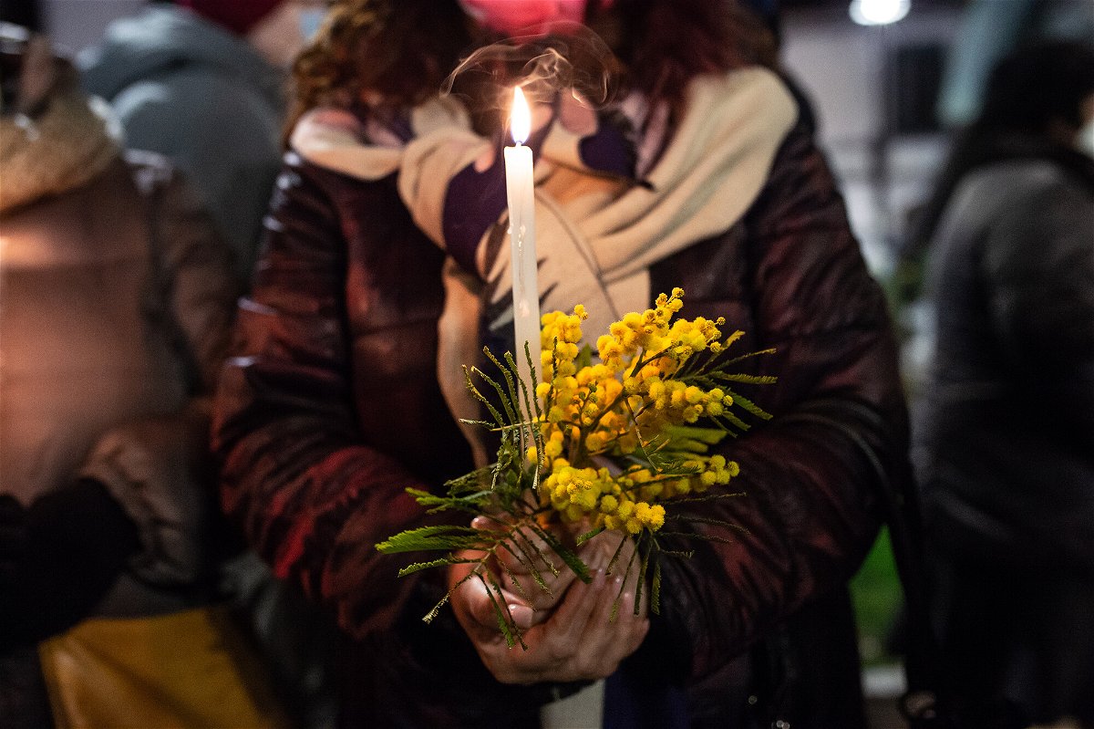 <i>Ivan Romano/Getty Images</i><br/>More than 100 women were murdered in Italy so far this year. A woman holds a candle during the torchlight procession against Anna Borsa's femicide on March 1
