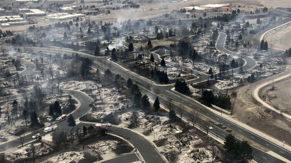 Scene of Gov. Polis flyover of Marshall Fire devastation 