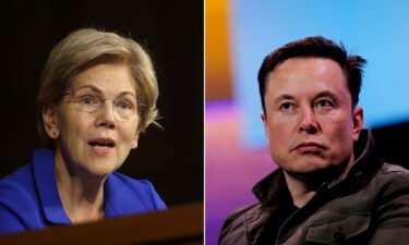 Senator Elizabeth Warren (left) is raising concerns about conflicts of interest and potential legal violations for Tesla following Elon Musk's takeover of Twitter.