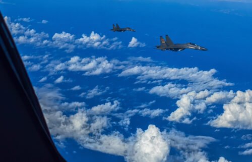 Chinese fighter jets conduct joint combat training exercises around Taiwan in this  August 7
