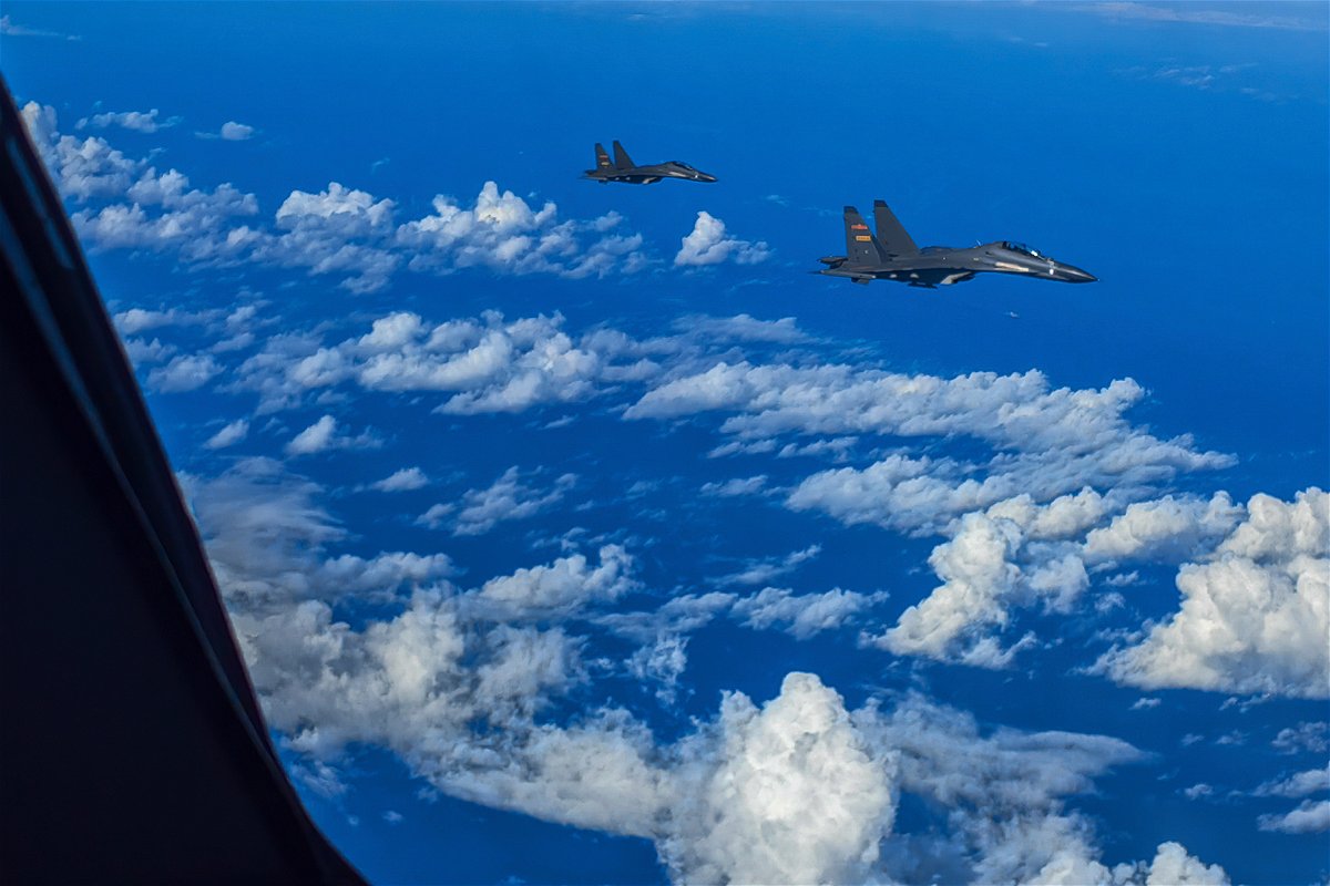 <i>Gong Yulong/AP</i><br/>Chinese fighter jets conduct joint combat training exercises around Taiwan in this  August 7