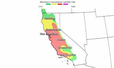 A Level 3 out of 4 risk for excessive rainfall has been issued for over 15 million people across California on Monday.