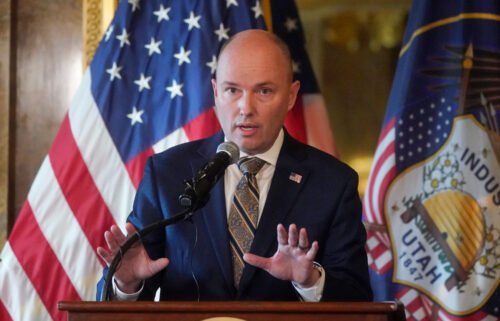 Utah Gov. Spencer Cox speaks during a news conference at the Utah Capitol building on Friday