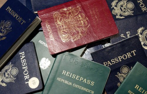Counterfeit passports are shown at San Francisco International Airport June 14