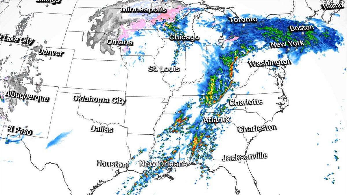 <i>CNN Weather</i><br/>A major winter storm threatens powerful tornadoes and flooding in the South and heavy snow and freezing rain across the Plains and Midwest on Tuesday.