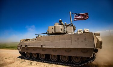 The US's latest aid to Ukraine include Bradley Fighting Vehicles and advanced long-range rocket systems. A US Bradley Fighting Vehicle is pictured in Syria's northeastern Hasakeh province