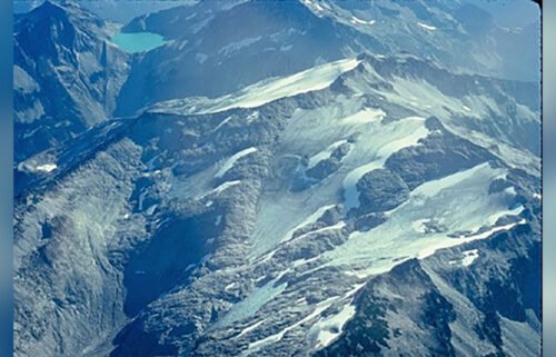 Hinman Glacier seen in 1988 with four separate ice masses.