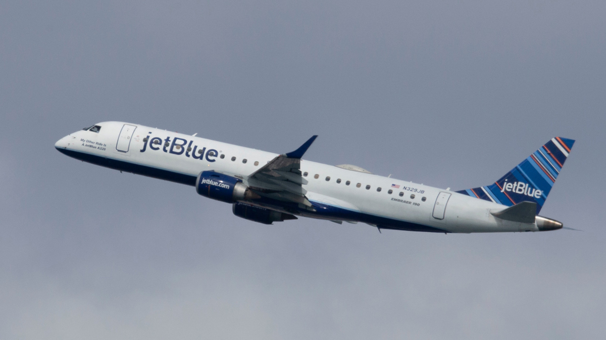 Air traffic controllers stopped a departing private jet from running into a JetBlue flight as it was coming in to land Monday night in Boston, according to the Federal Aviation Administration. A JetBlue plane is seen here taking off from Boston Logan International Airport in 2019.
