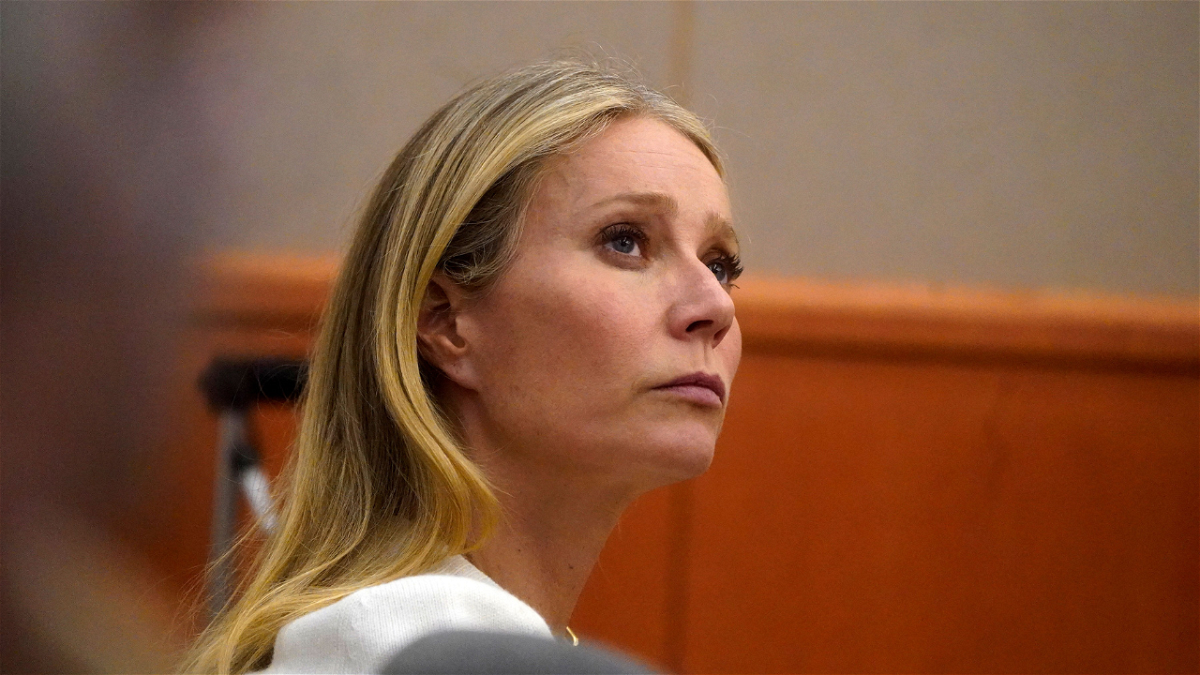 Gwyneth Paltrow sits in court on March 22 in Park City, Utah. Paltrow is accused of injuring another skier, leaving him with a concussion and four broken ribs.
