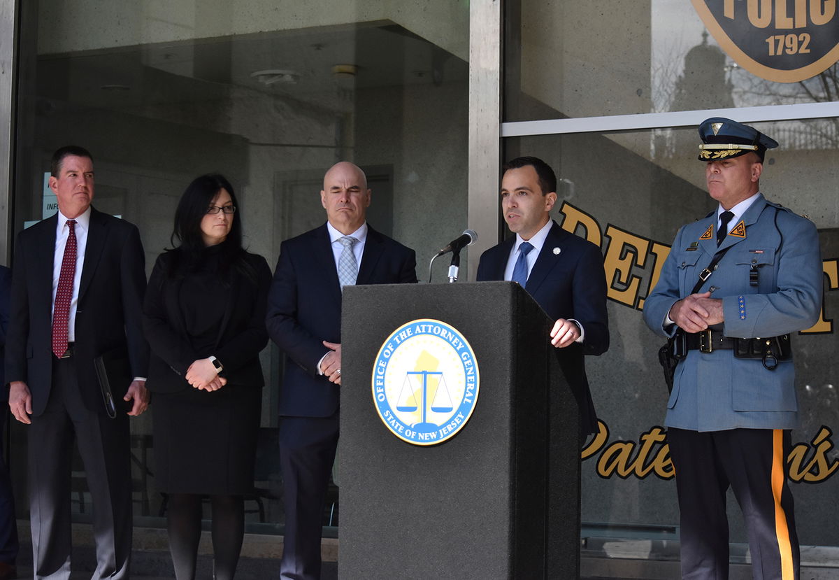 <i>Kyle Mazza / SOPA Images/SIPAPRE/Ap</i><br/>New Jersey Attorney General Matthew Platkin delivers remarks during a news conference in Paterson Monday.