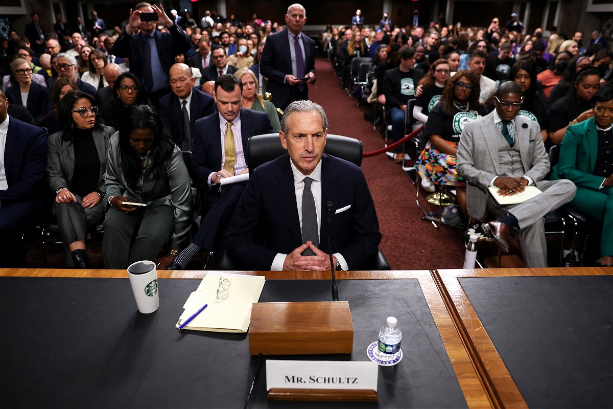 <i>Julia Nikhinson/Reuters</i><br/>Former Starbucks CEO Howard Schultz testifies before a Senate Health