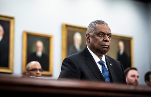 Defense Secretary Lloyd Austin testifies during a House subcommittee hearing on Capitol Hill on March 23.