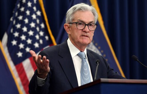 Federal Reserve Board Chair Jerome Powell speaks during a news conference at the Federal Reserve in Washington