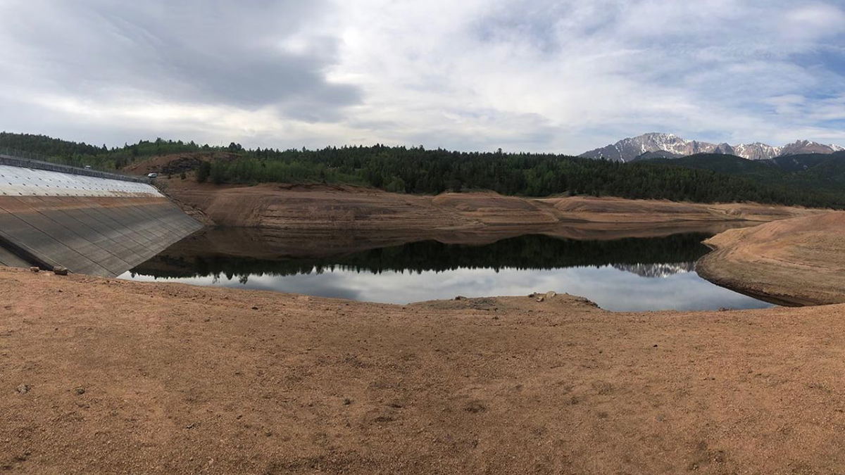 Crystal Creek Reservoir being drained. 