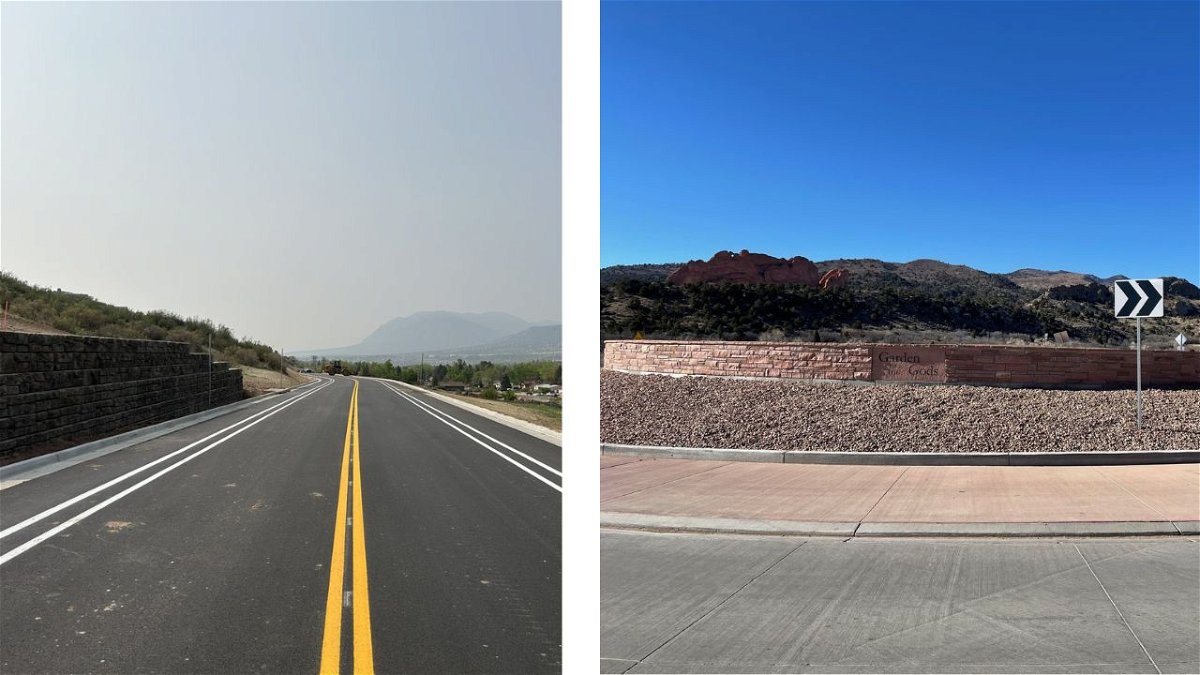 L: 30th Street looking south
R: The new roundabout at the entrance of Garden of the Gods Park