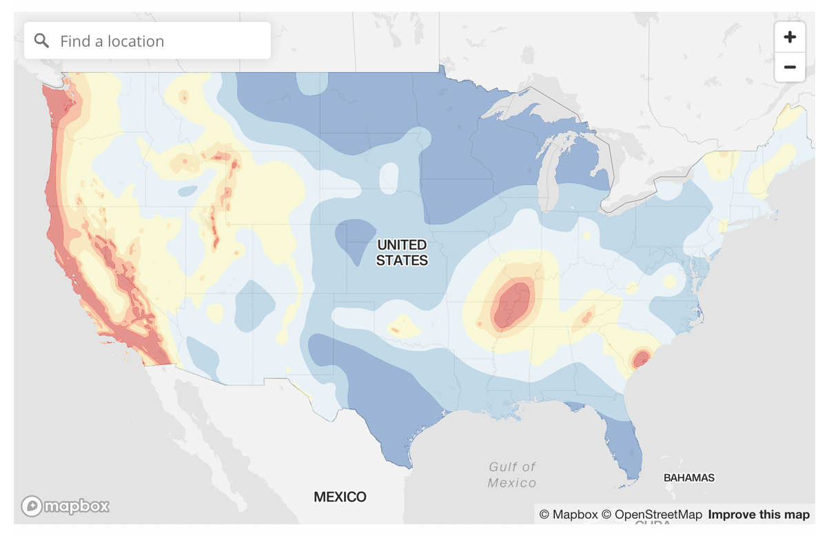 <i>US Geological Survey/CNN</i><br/>The US Geological Survey created earthquake models to help inform municipalities and insurance companies about such hazards.