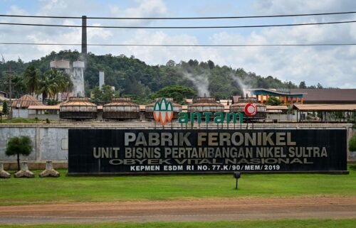 A factory belonging to state-owned Antam mining company in Pomalaa on the island of Sulawesi.