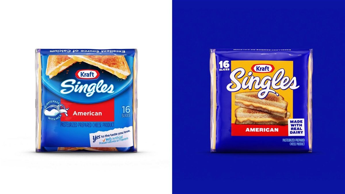 <i>Kraft Singles</i><br/>Kraft Singles is getting a redesign. Before (left) and after (right).