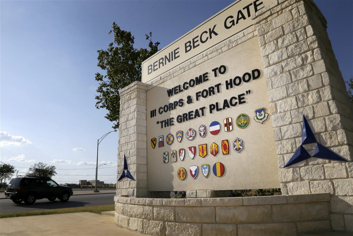 <i>Tony Gutierrez/AP</i><br/>A welcome sign at the main gate in Fort Hood