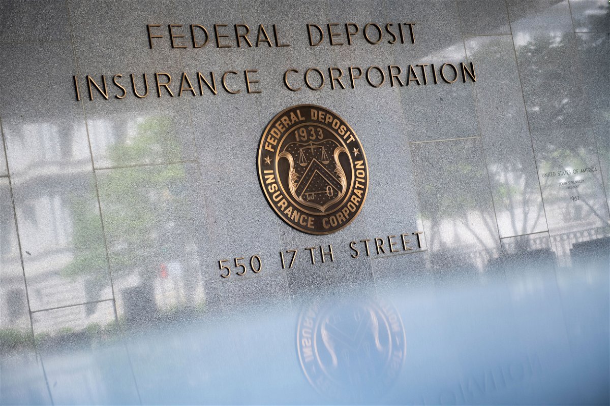 <i>Graeme Sloan/SIPA/AP</i><br/>A general view of the Federal Deposit Insurance Corporation (FDIC) logo on its headquarters in Washington