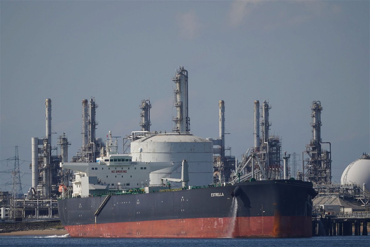 <i>Ian Forsyth/Getty Images</i><br/>Crude oil tanker 'Estrella' is moored in the Port of Tees on September 2