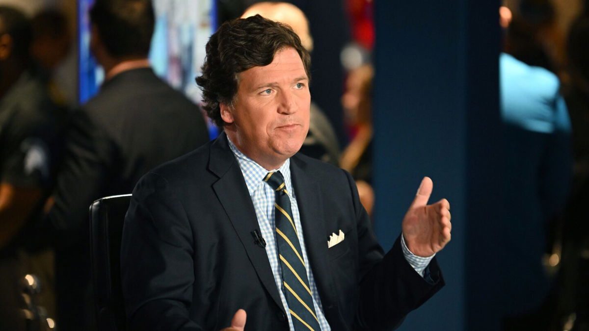 <i>Jason Koerner/Getty Images</i><br/>Tucker Carlson speaks during 2022 FOX Nation Patriot Awards at Hard Rock Live at Seminole Hard Rock Hotel & Casino Hollywood on November 17