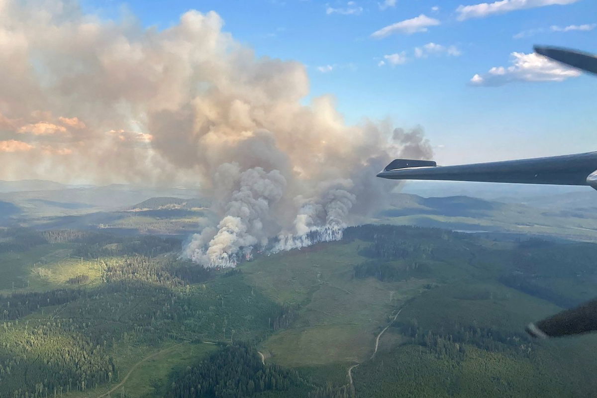 <i>Wildfire Service/Reuters</i><br/>Smoke rises from the Burgess Creek wildfire near Kersley