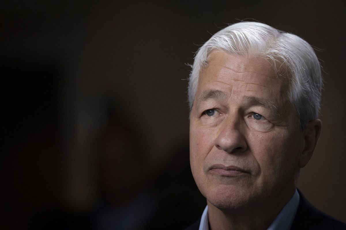 Jamie Dimon, chairman and chief executive officer of JPMorgan Chase & Co., during a Bloomberg Television interview at the JPMorgan Global High Yield and Leveraged Finance Conference in Miami, Florida, US, on Monday, March 6.
