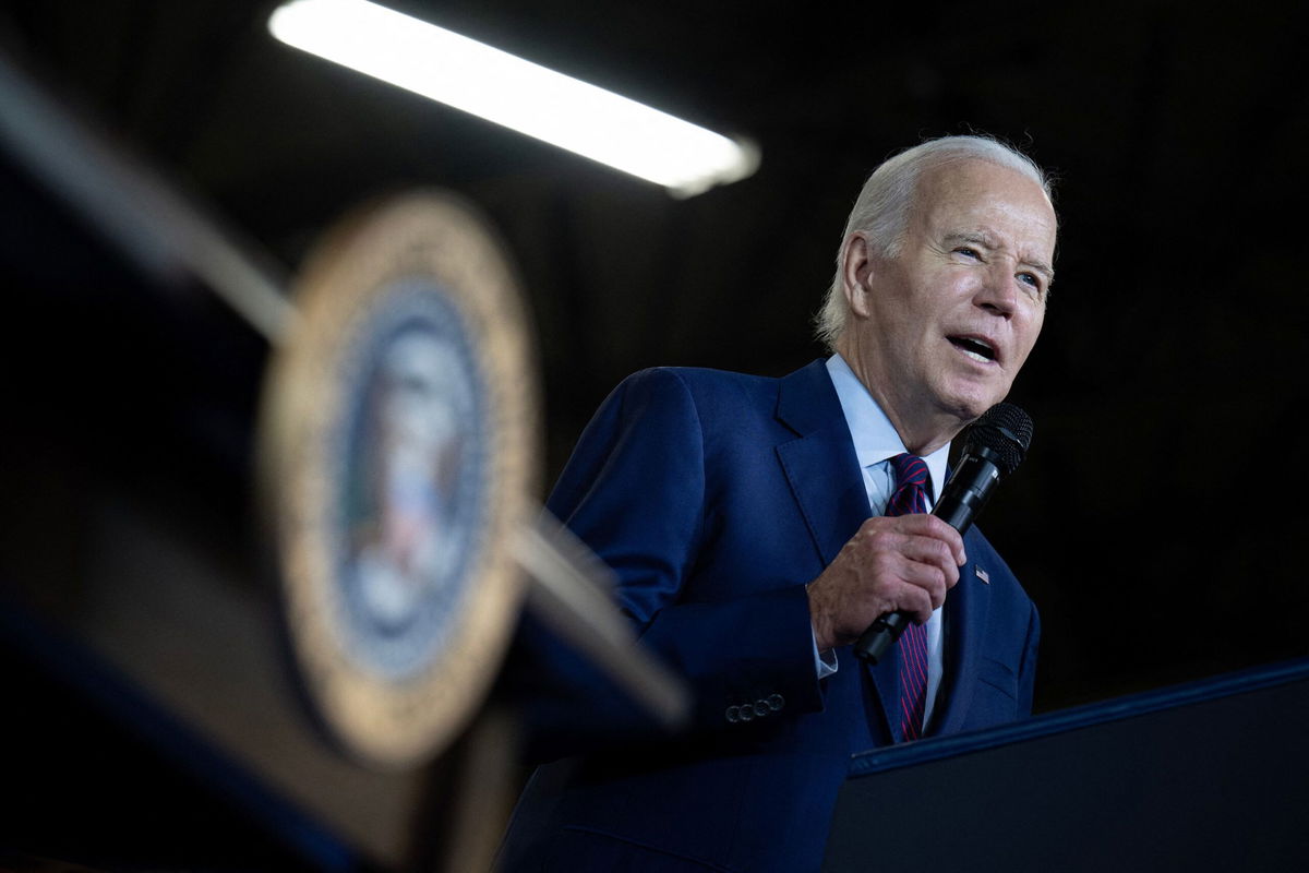 <i>Brendan Smialowski/AFP/Getty Images</i><br/>President Joe Biden speaks at an event in Auburn