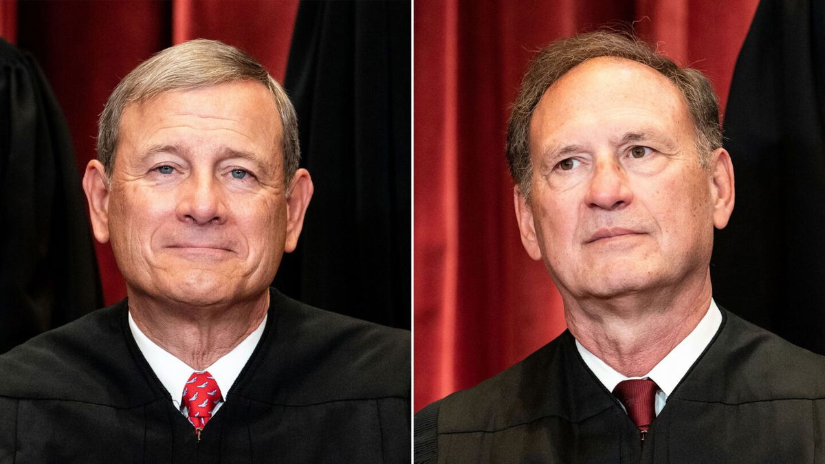 <i>Erin Schaff/Pool/Getty Images</i><br/>Chief Justice John Roberts (left) and Associate Justice Samuel Alito are seen here in a split image.