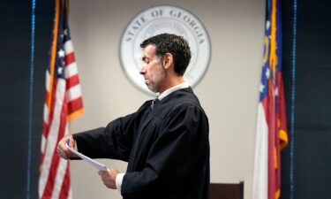 Fulton County Superior Court Judge Robert McBurney speaks at the Fulton county courthouse