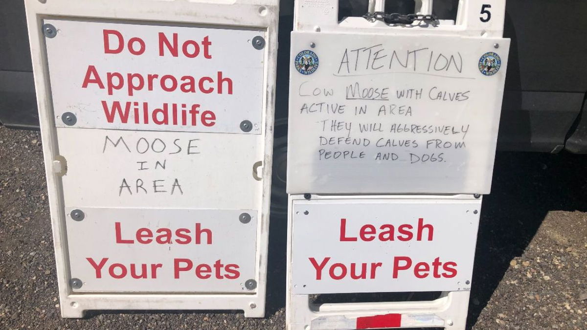 The signs that were placed near the Saint Vrain Trailhead