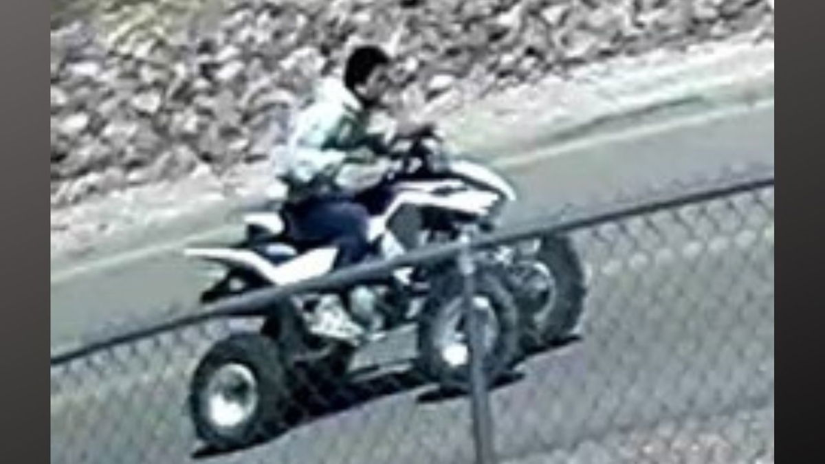 Security camera image of the man on a four-wheeler