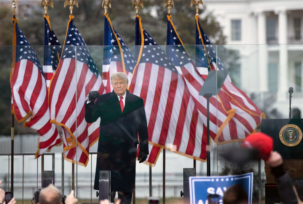 <i>Brendan Smialowski/AFP/Getty Images</i><br/>Then-President Donald Trump speaks at a rally near the White House on January 6