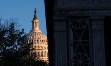 Scaffolding covers the Statue of Freedom atop the U.S. Capitol dome on September 27