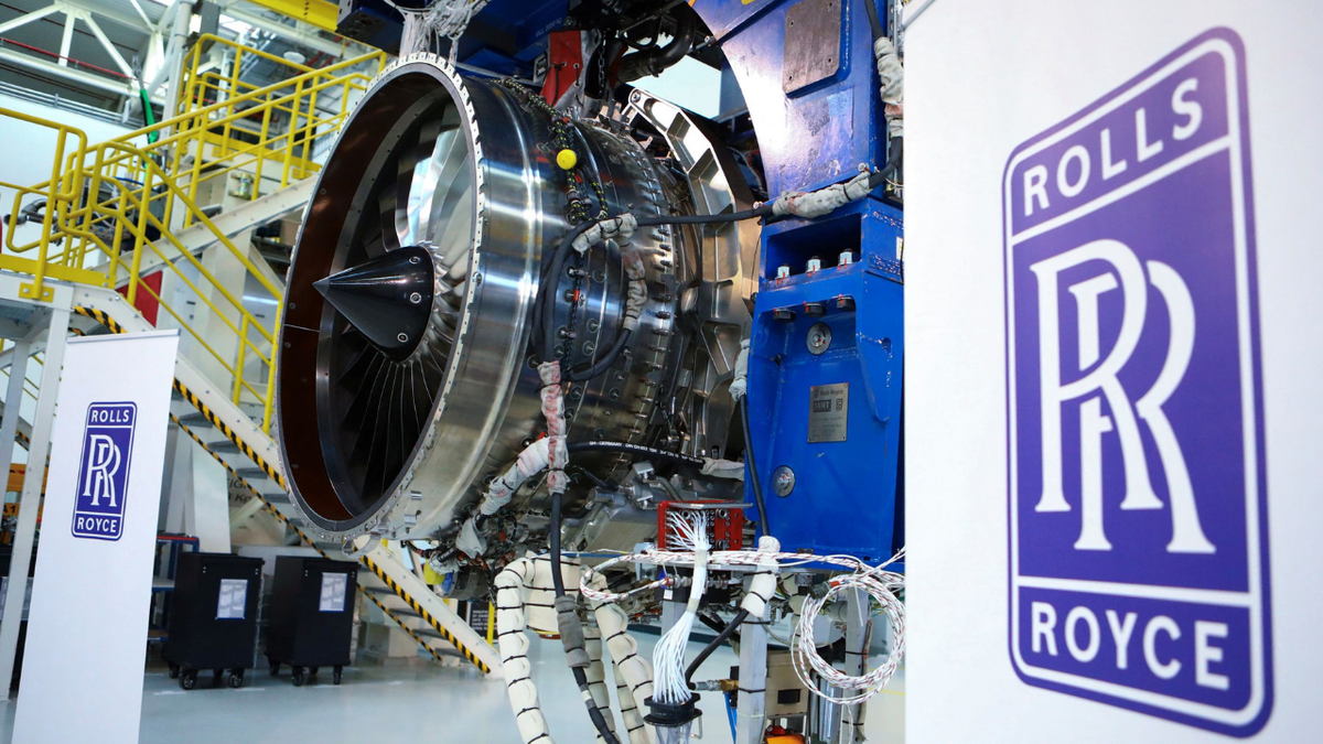 A jet engine at the assembly line of the Rolls-Royce plant in Dahlewitz near Berlin, Germany