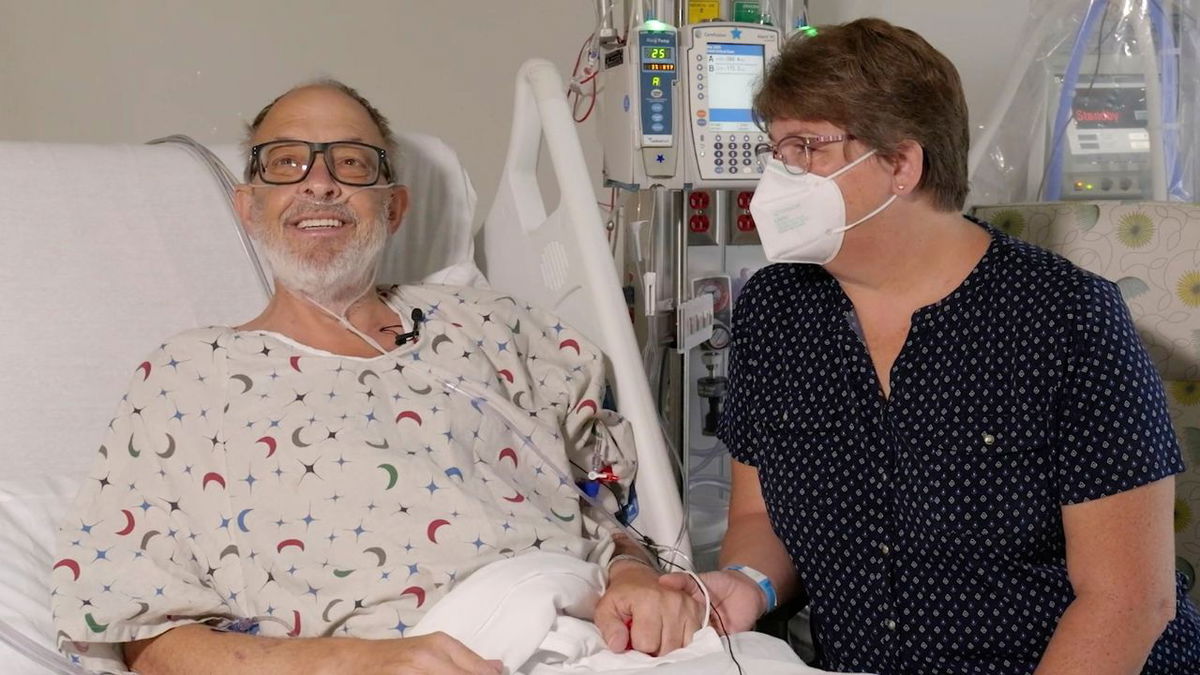 Lawrence Faucette, seen here, sits with wife, Ann, in Baltimore in September, has died six weeks after receiving a genetically modified pig heart transplant.
