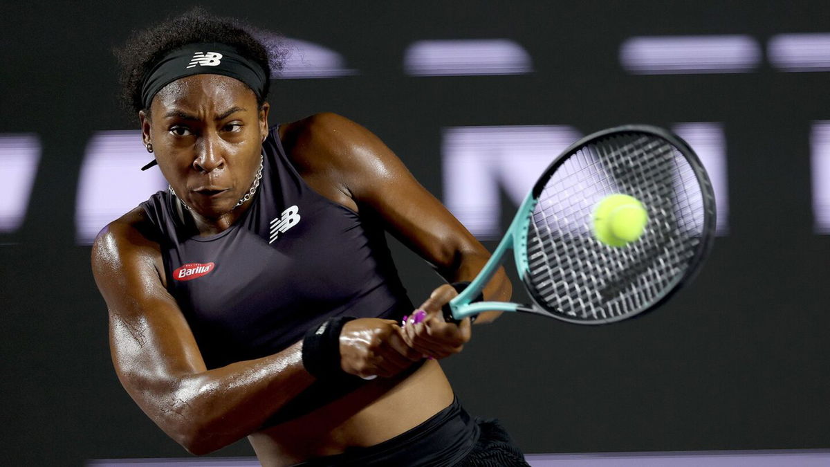 <i>Clive Brunskill/Getty Images</i><br/>Gauff was congratulated by Ons Jabeur after their one-sided match.