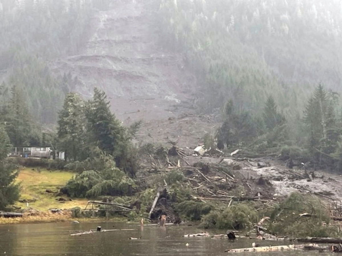 <i>US Coast Guard/AP</i><br/>The aftermath of a landslide in Wrangell