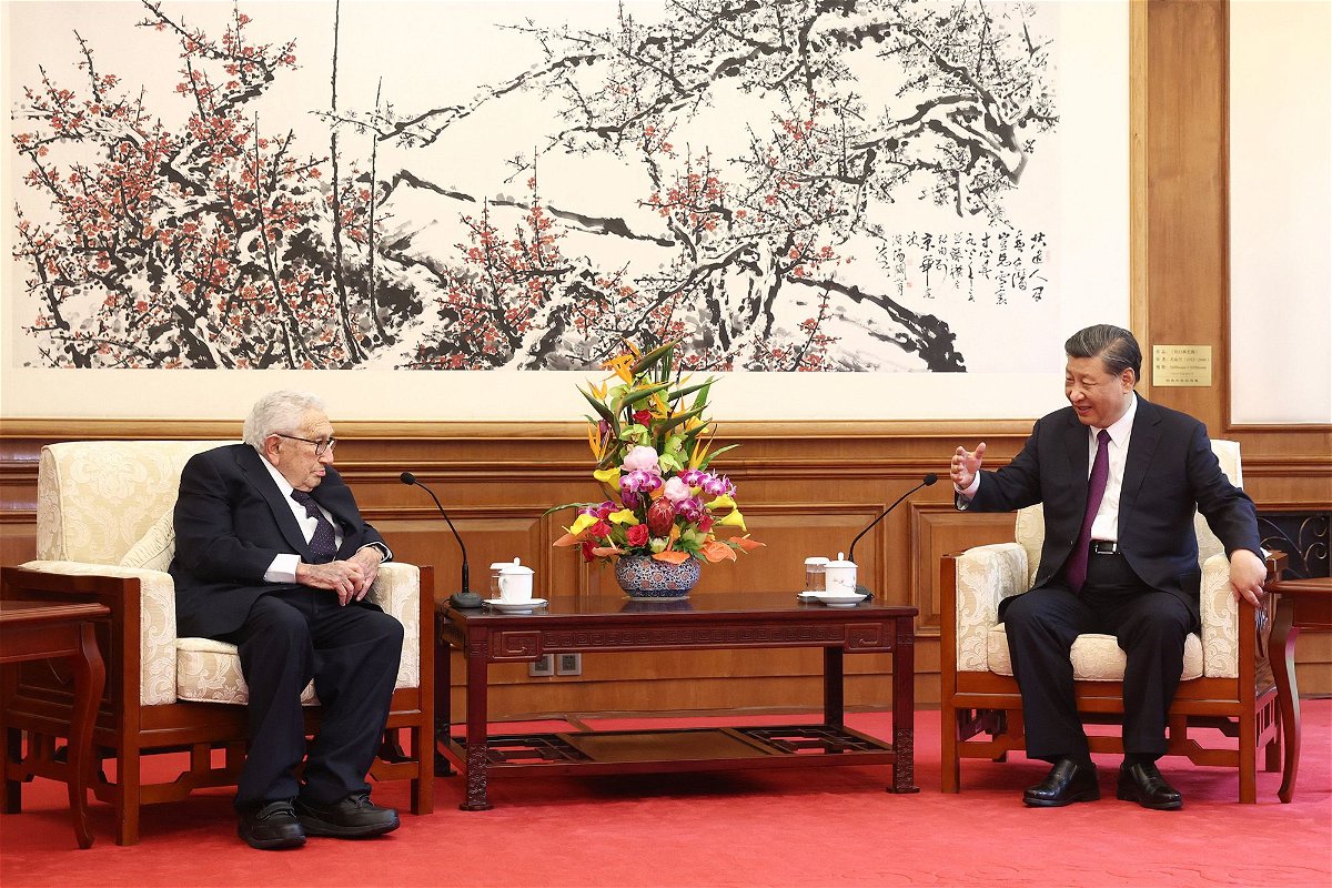 <i>CNS/AFP/Getty Images</i><br/>China's leader Xi Jinping (R) speaks with former US secretary of state Henry Kissinger during a meeting in Beijing on July 20.