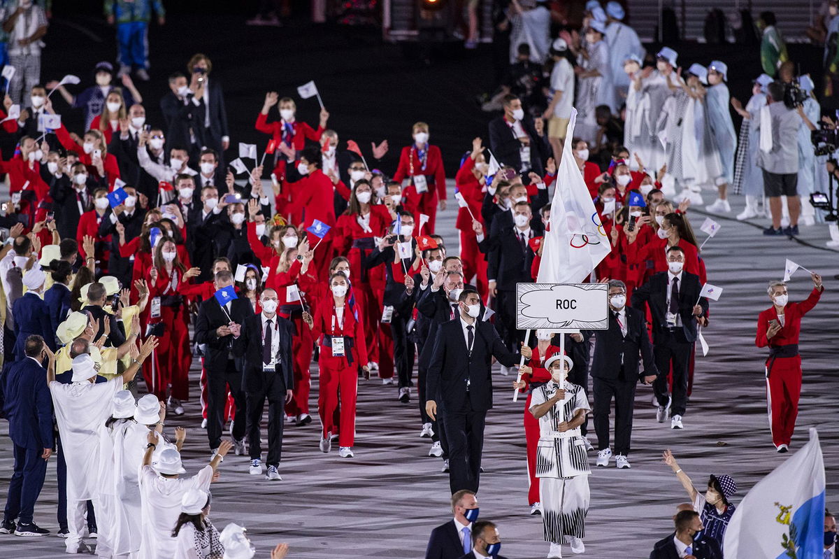 <i>Tom Weller/DeFodi Images/Getty Images</i><br/>Russian athletes competed at Tokyo 2020 under the banner of the Russian Olympic Committee.