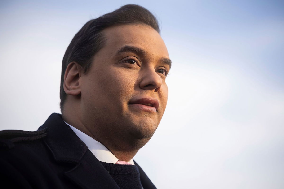  Republican Rep. George Santos of New York speaks during a news conference outside the US Capitol on November 30.