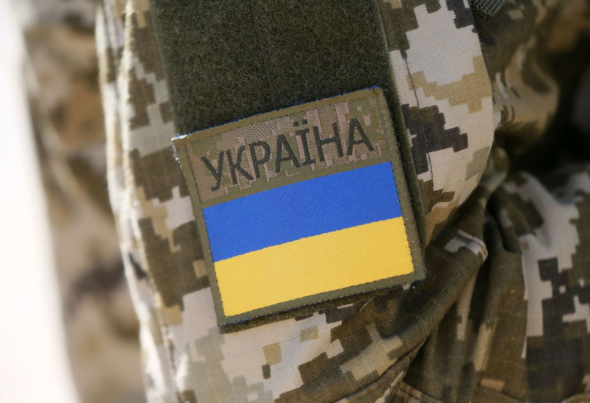 <i>NurPhoto/Getty Images</i><br/>A Ukraine serviceman uniform is seen during a celebration ceremony of the Independence Day at St. Sophia Square in Kyiv