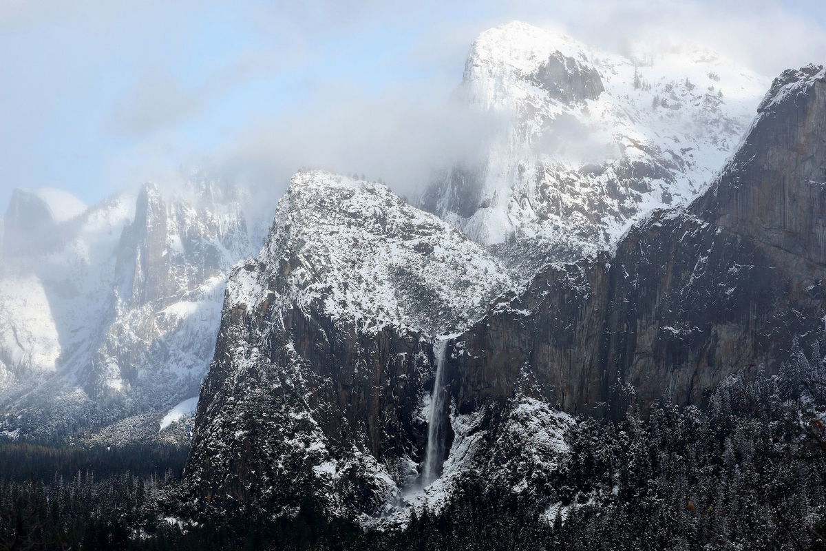 <i>Mario Tama/Getty Images</i><br/>Water flows from Bridalveil Fall (LOWER C) in Yosemite Valley