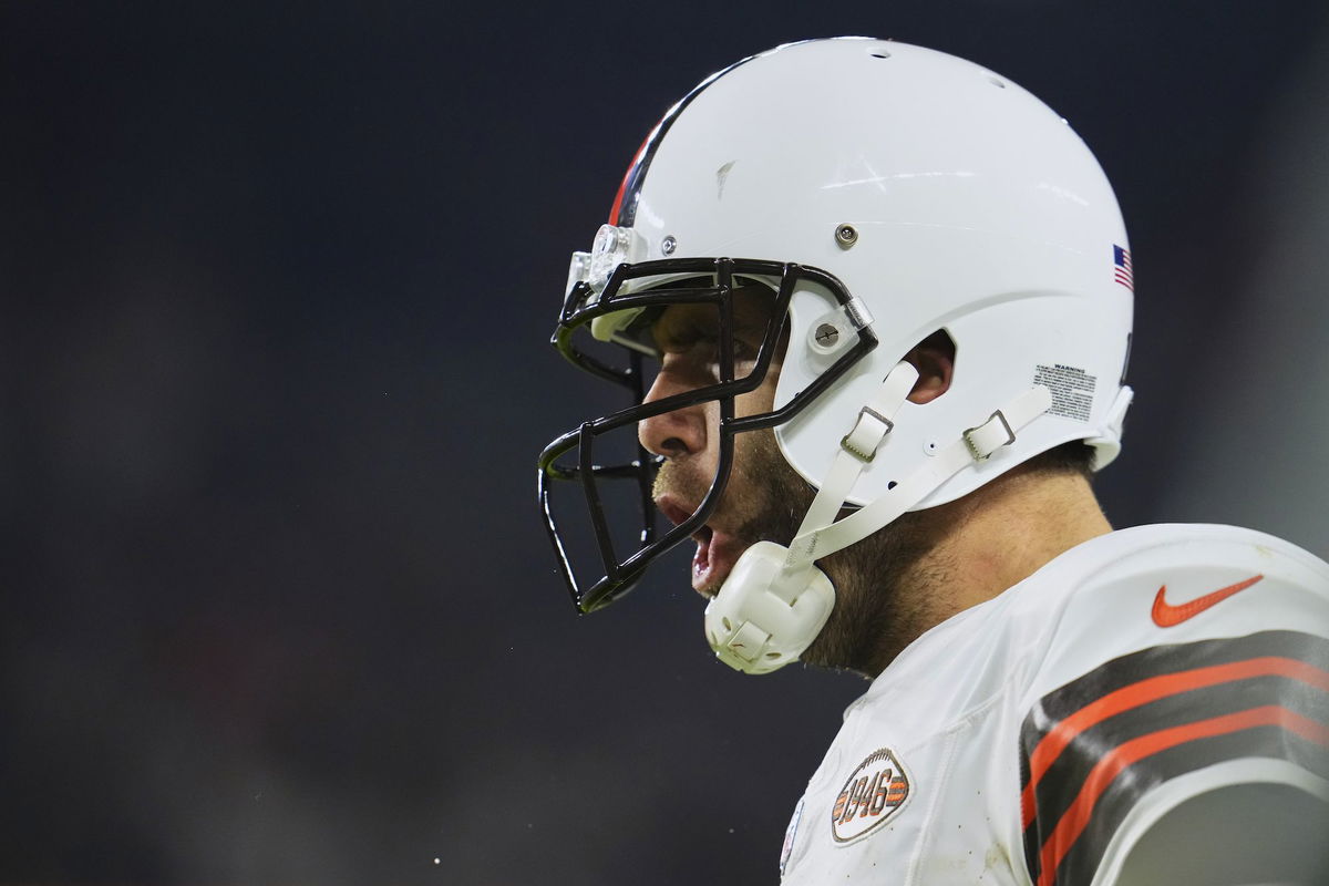 <i>Cooper Neill/Getty Images</i><br/>Joe Flacco of the Cleveland Browns celebrates after a touchdown against the New York Jets.