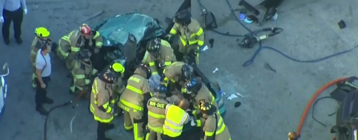 <i></i><br/>Miami-Dade Fire Rescue saved a driver who was pinned in their vehicle following a crash in Miami Lakes.