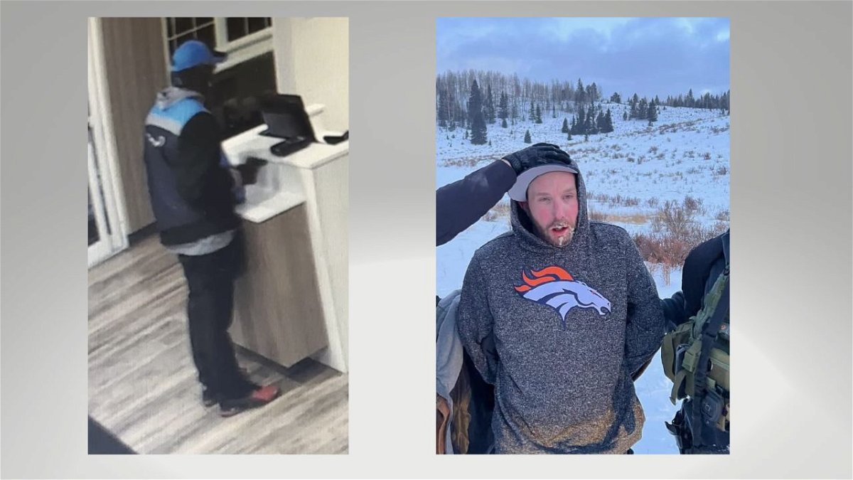 Left - suspect robbing the Microtel,
Right - Kyle Jamison after being arrested by the TCSO